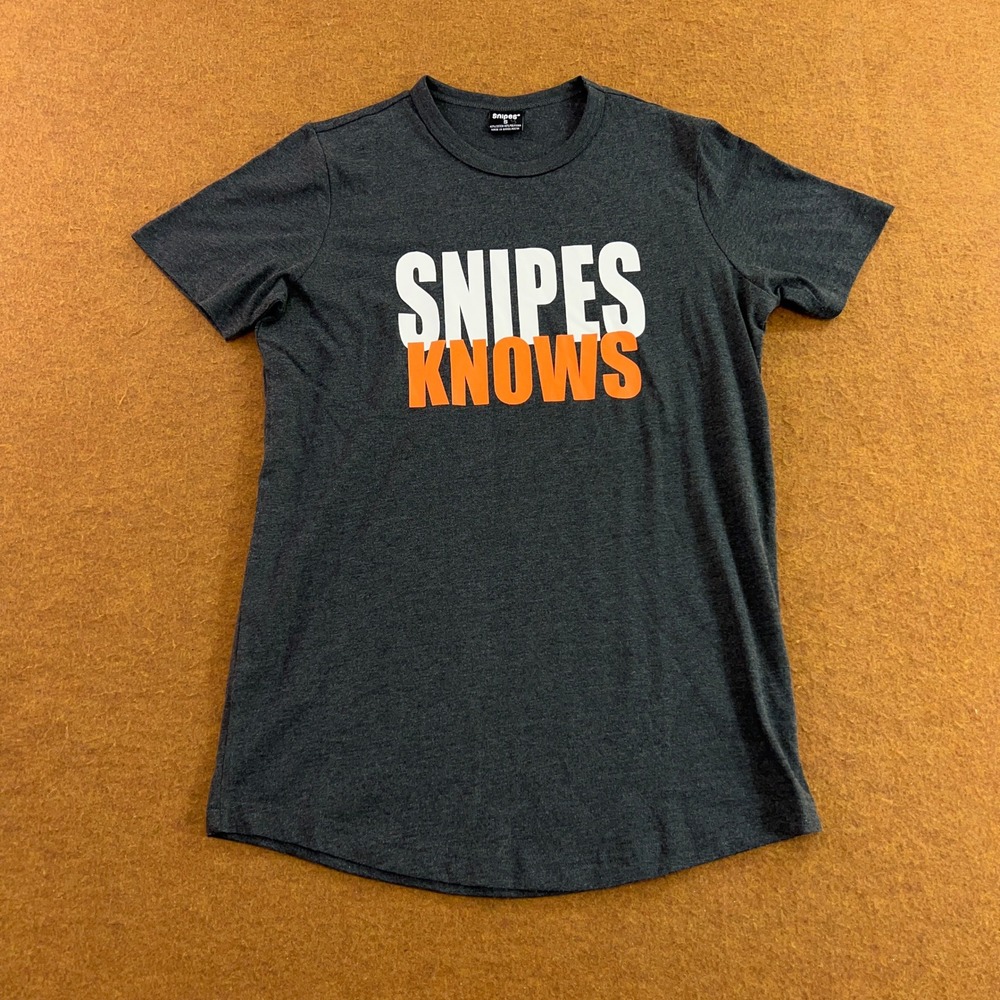 Snipes Mens Small Grey Snipes Knows Graphic Short Sleeve T-Shirt New